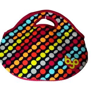 BYO Rambler Lunch Bag Unisex Reusable Washable Eco Friendly Red Colorful Dots